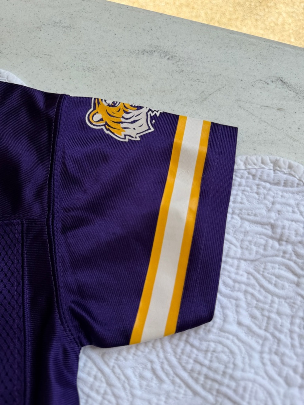 Pro Edge LSU Kids Purple Football Jersey #11 with Yellow & White Trim - Picture 3 of 7